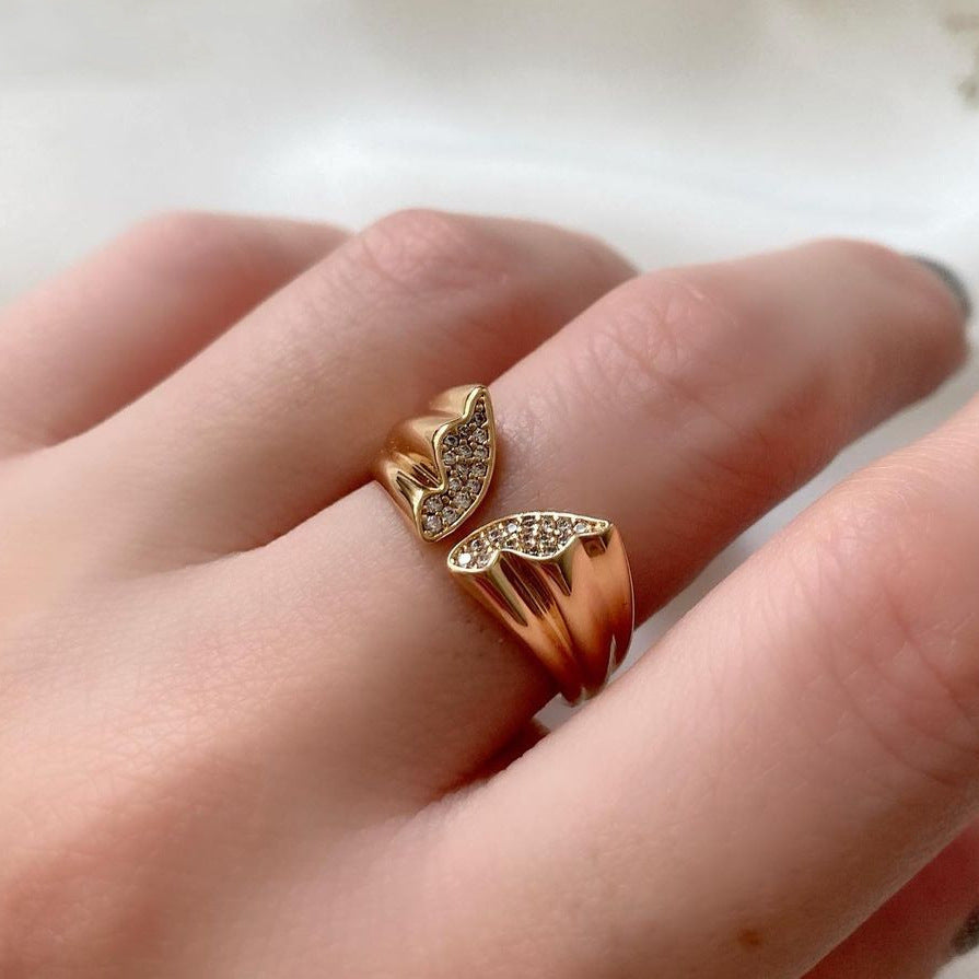 Wholesale  butterfly ring  inlaid zircon geometric open index  ring