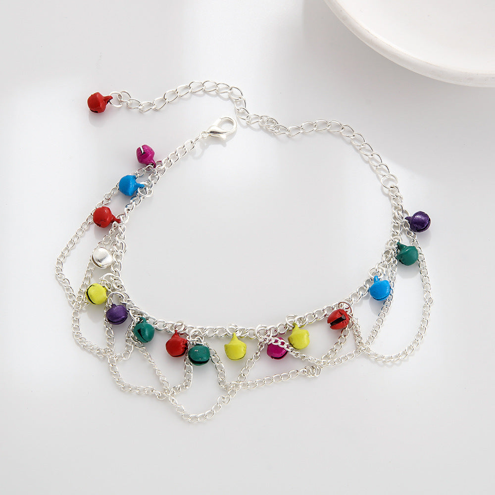 Wholesale Bohemian style tassel bell anklet  beach foot jewelry anklet