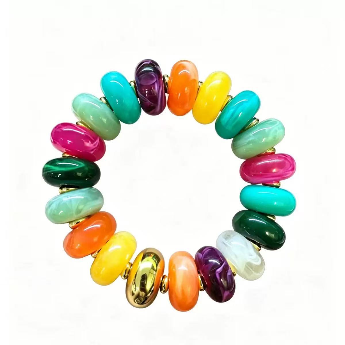Wholesale Bohemian Acrylic Beaded Bracelet Trendy Rainbow Jewelry Accessory For Women Gift
