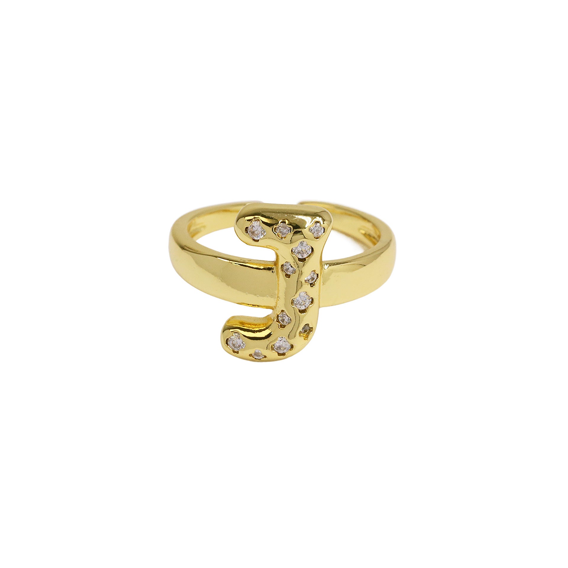 Wholesale Micro-inlaid Zircon Bubble Bubble Balloon Cute 26 English Letters Open Ring