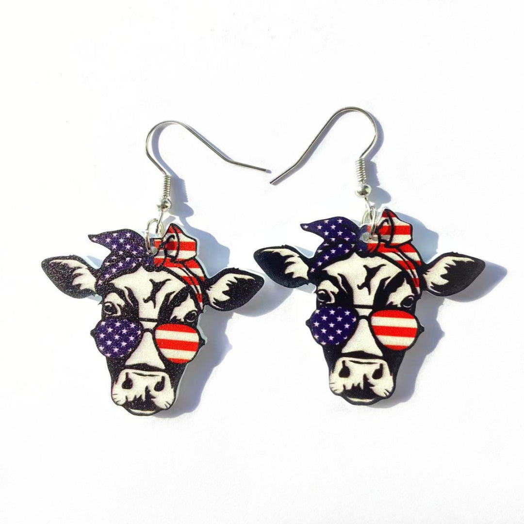 Wholesale Acrylic Earrings with the American Independence Day Flag Design