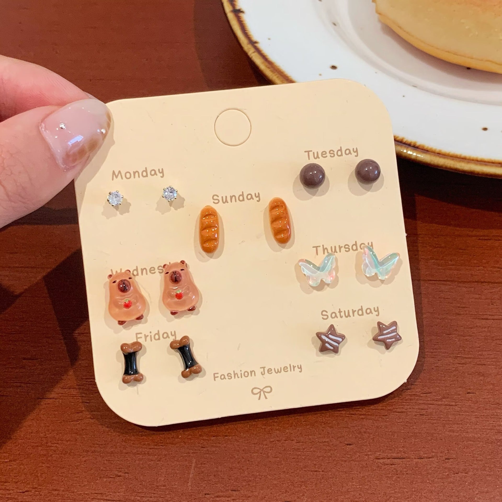 Wholesale Maillard  Silver Needle Stud Earring Set