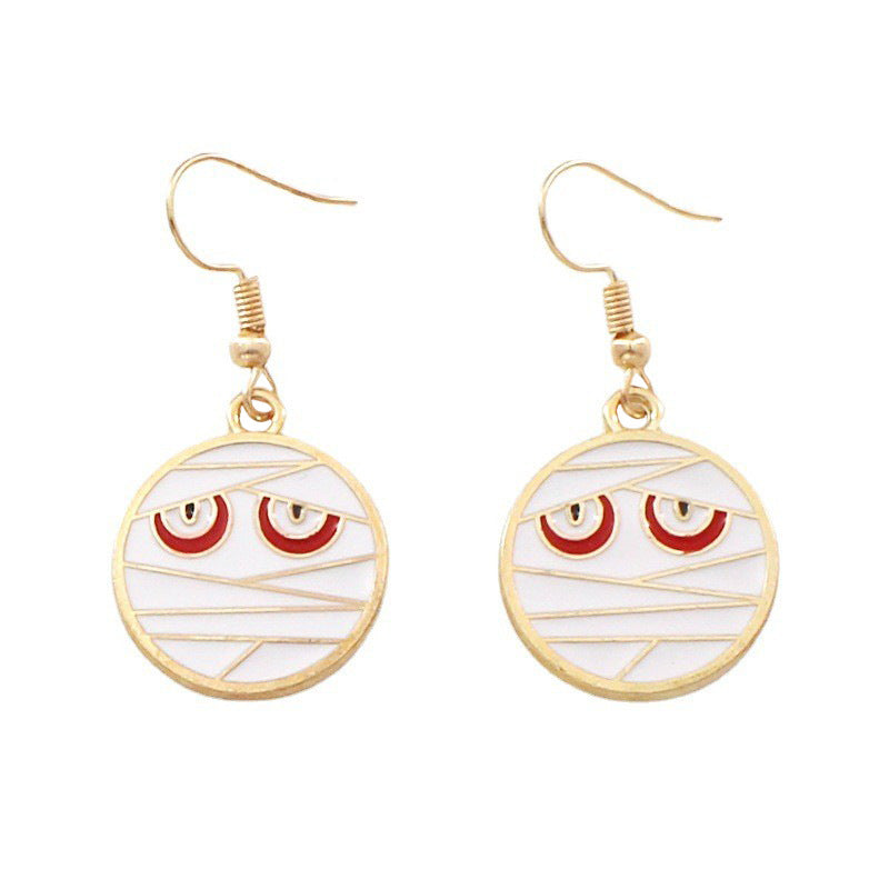 Wholesale Halloween Skull Mummy Witch Alloy Oil Drop Earrings ACC-ES-Liyao005