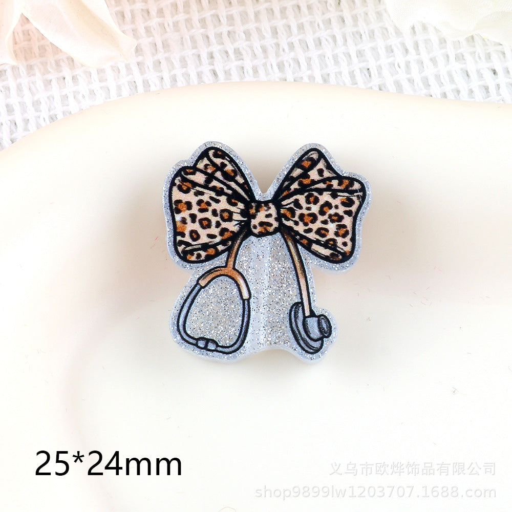Wholesale  5pcs DIY Flatback cartoon bowknot  Acrylic Flatback Badge Reels Retractable Keychain DIY Accessories