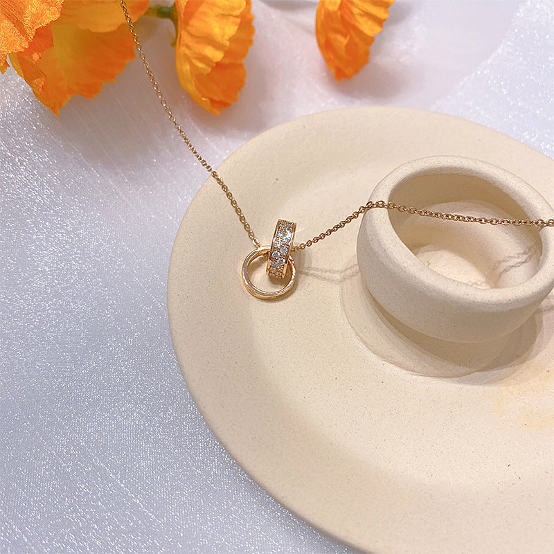 Wholesale Electroplated Titanium Steel Necklace Micro-embedded Clavicle Chain Choker Necklace ACC-NE-Xiyue003