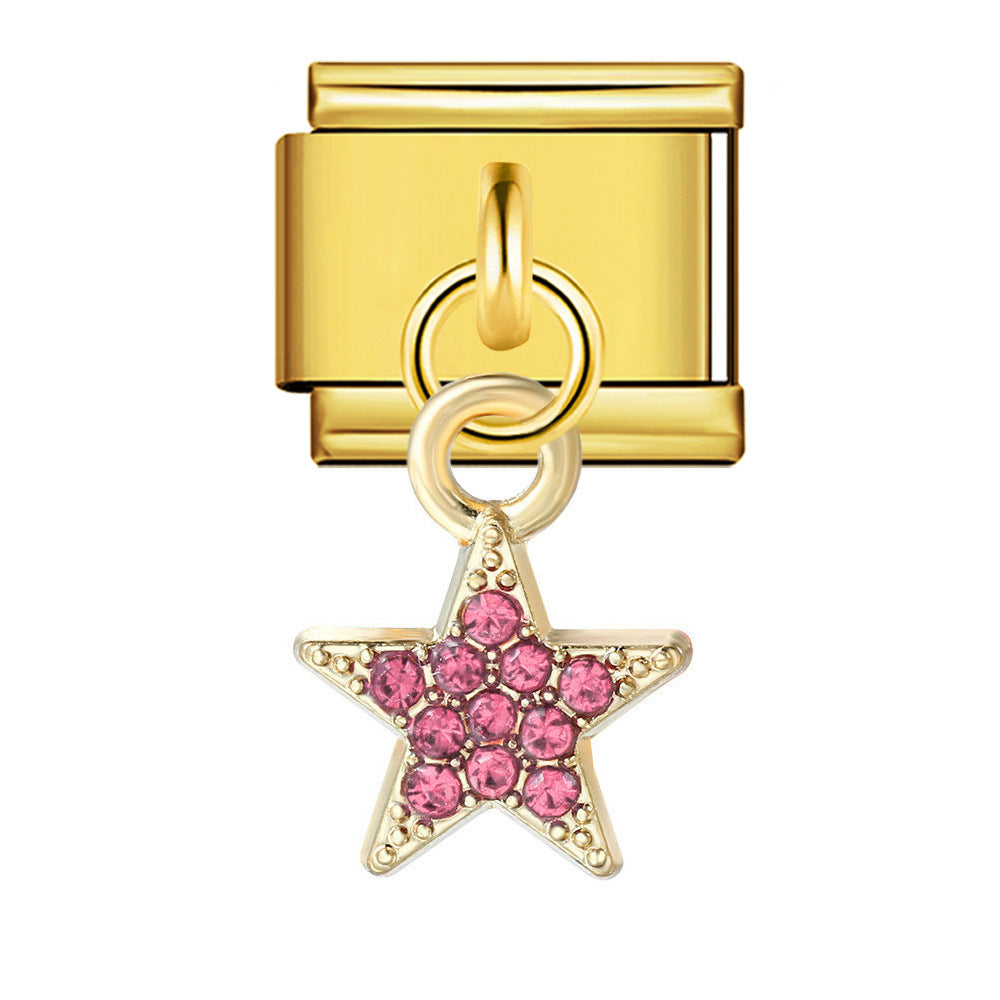 Wholesale  Italian Charm Bracelet 9mm DIY Star and Moon series  Creative Stainless Steel Composable Bracelet