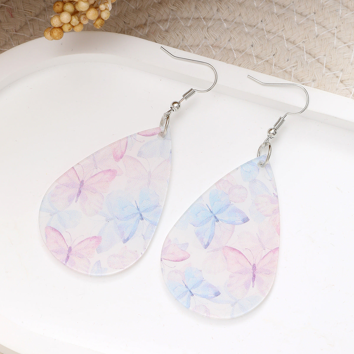 Wholesale Water Drop Acrylic Earrings Butterfly Earrings