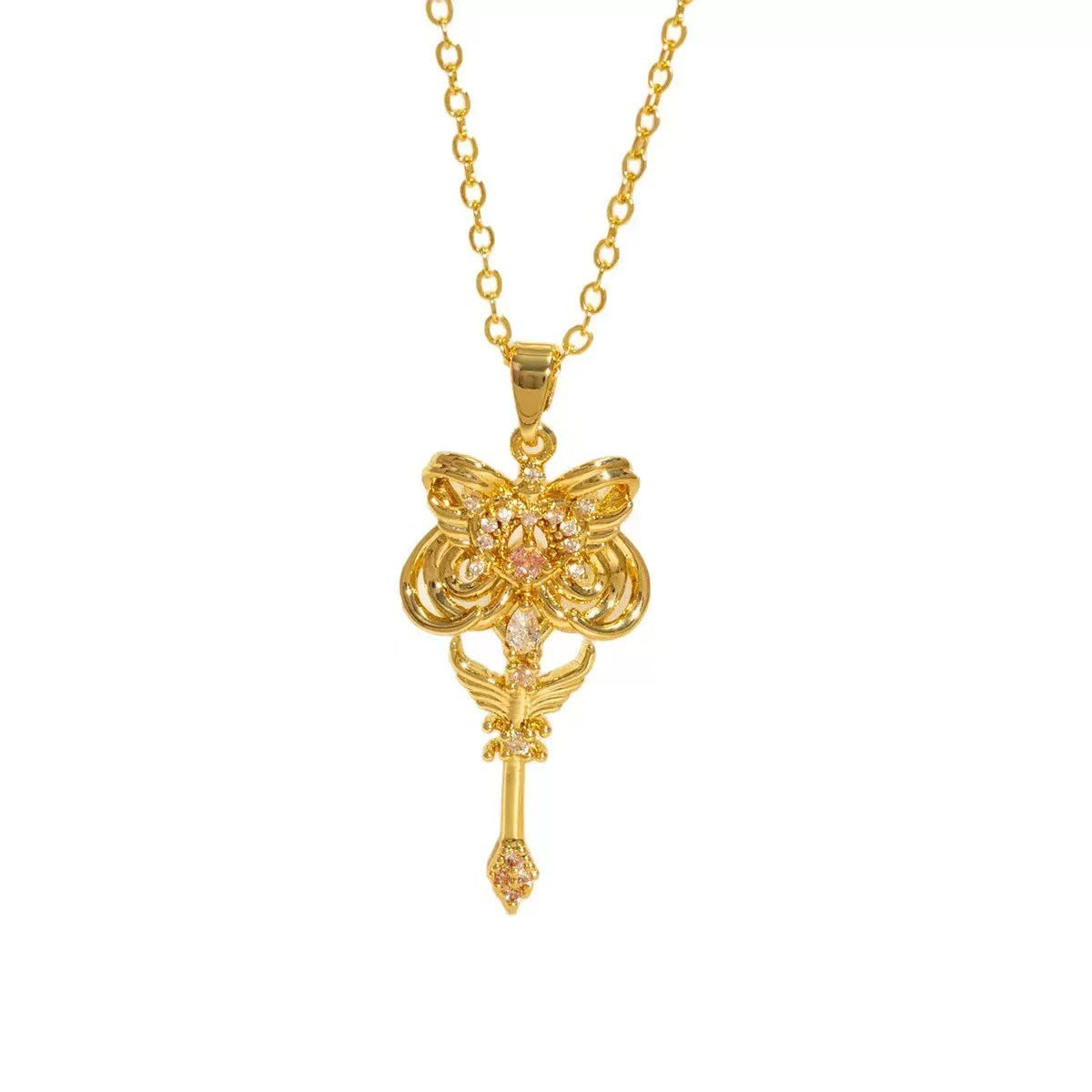 Wholesale Fashion Heart Pendant Necklace Full Zircon Copper Plated Collarbone Chain Sparkling Jewelry Accessory