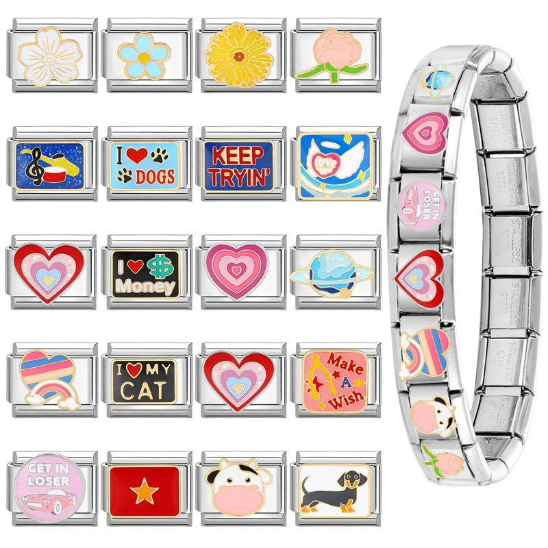 Wholesale Italian Charm Bracelet 9mm DIY Splicing Removable Titanium Steel Composable Bracelet