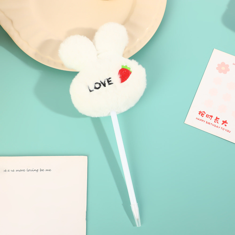 Wholesale creative cartoon plush rabbit head ballpoint pen