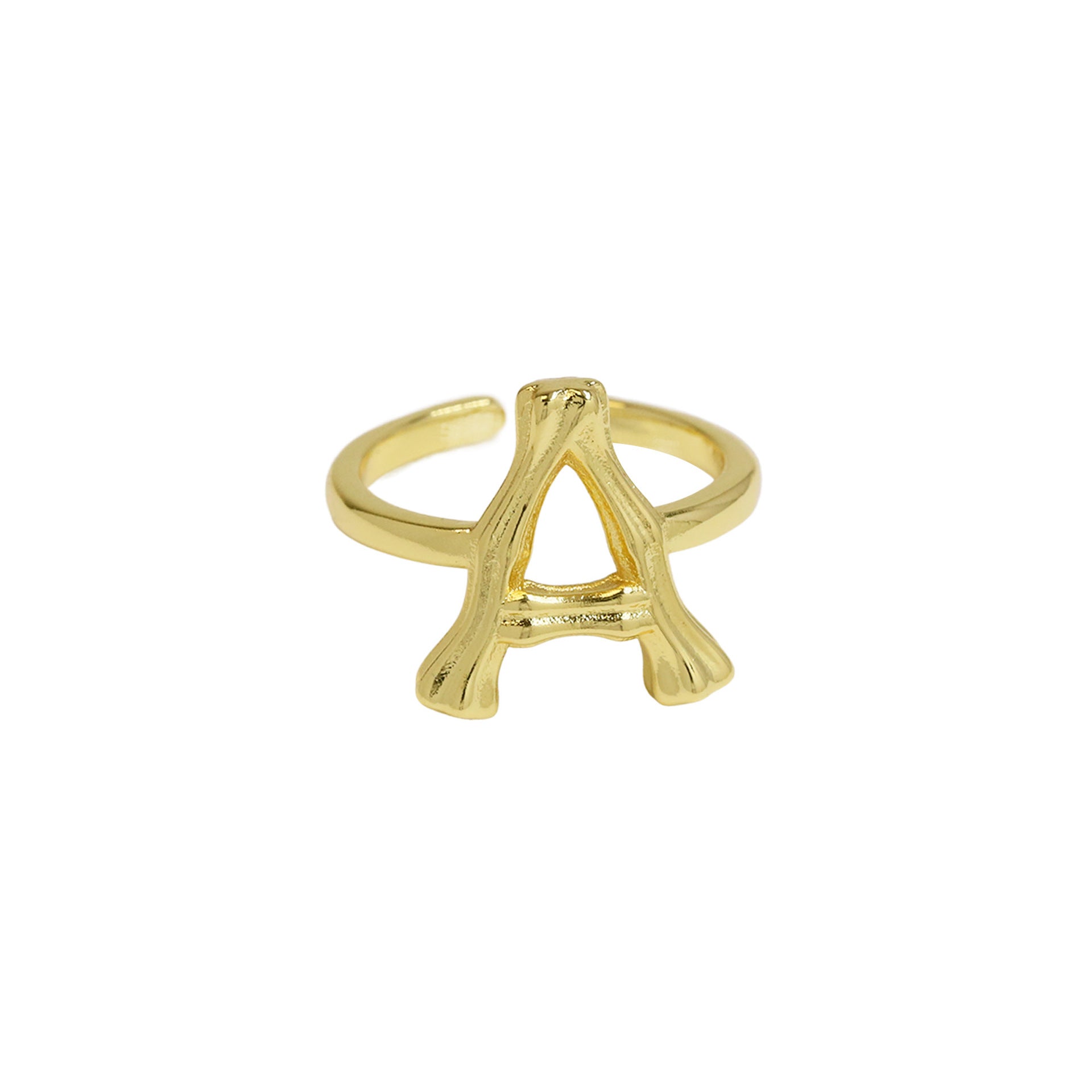 Wholesale  Golden Bamboo Bamboo Simple 26 English Letters Open Ring