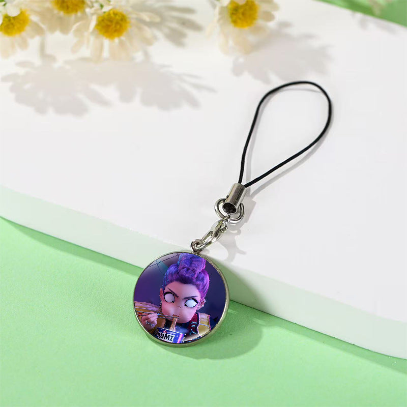 Wholesale Crystal mobile phone chain pendant anime high-value peripheral school bag pendant Keychains kpop