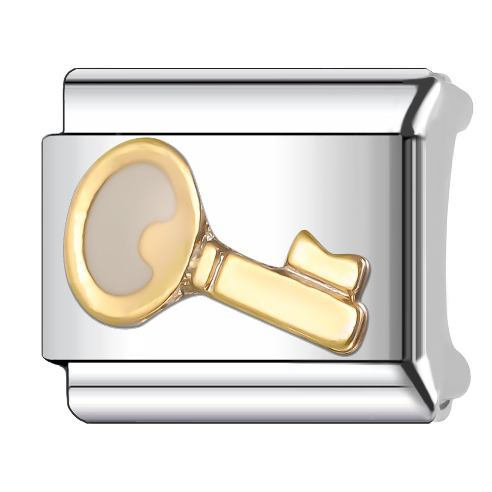 Wholesale Italian Charm Bracelet 9mm DIY Splicing Gold Series Stainless Steel Composable Bracelet