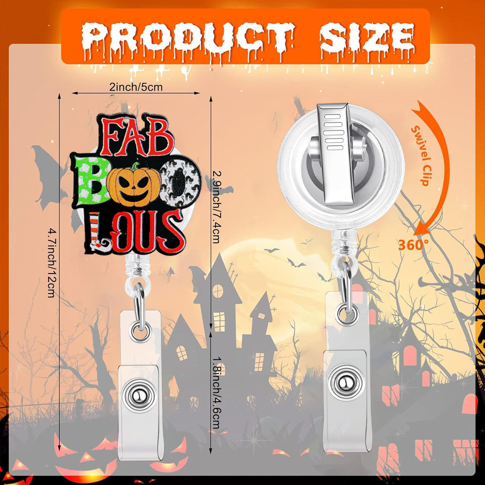 Wholesale Halloween Acrylic Printed Pumpkin Bat Easy Pull Badge Reels Keychains ACC-KC-XinDing006