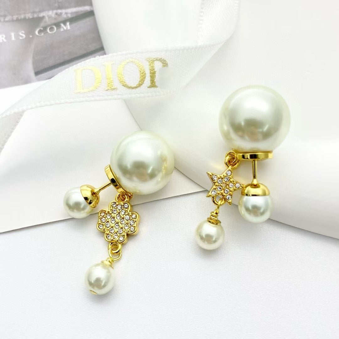 Wholesale Man-made pearl and diamond stud earrings ACCVIP