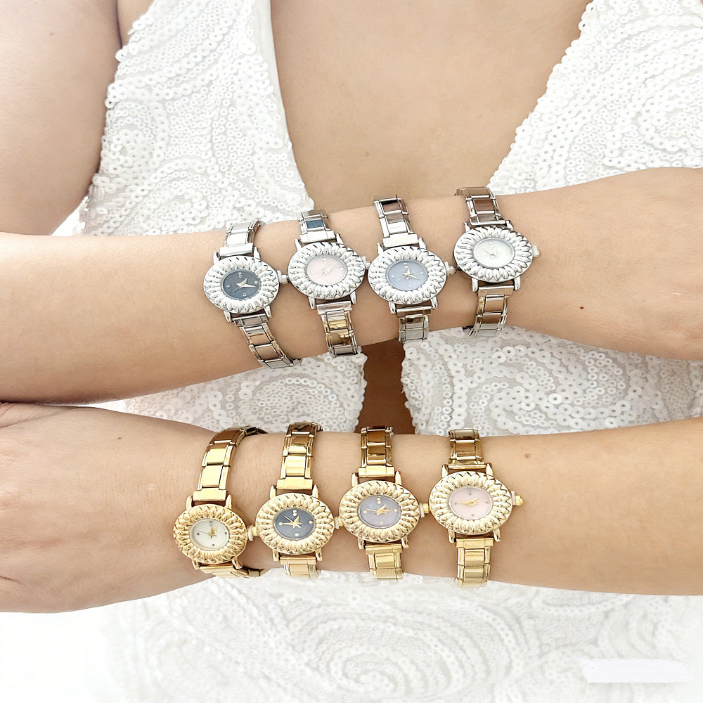 Wholesale Trendy Starry Women' s Quartz Watch,  Stainless Steel DIY Modular Timepiece,  Cute Gift and Boutique Resale Accessory
