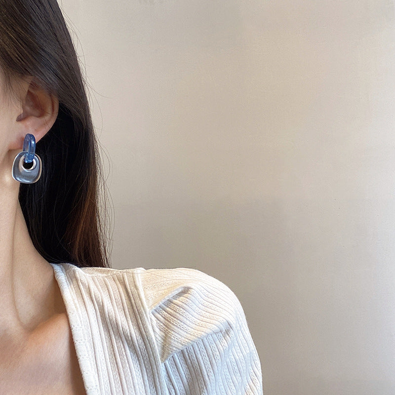 Wholesale Blue Acrylic Transparent Geometric Earrings