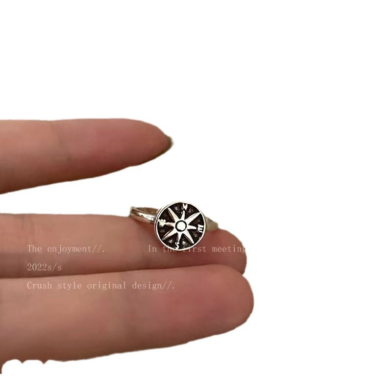 Wholesale Antique Silver Alloy Hollow Star Open Ring Women S Vintage Distressed Adjustable Ring Everyday Fashion Accessory