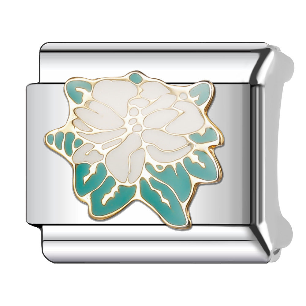 Wholesale Italian Charm Bracelet 9mm DIY Splicing Flower Series Stainless Steel Composable Bracelet