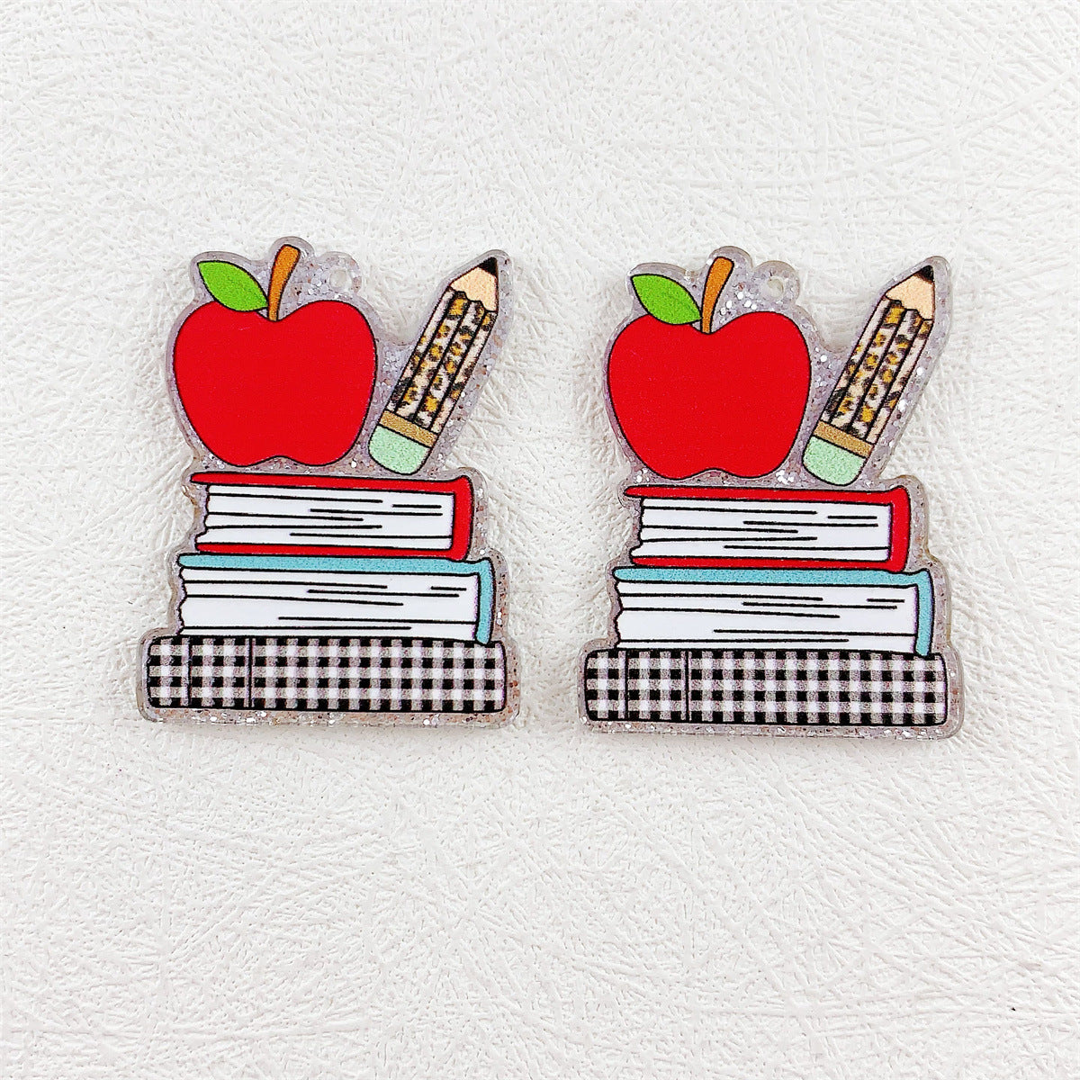 Wholesale 10pcs Acrylic Printing Color Pencil Books School Season Series Pendant