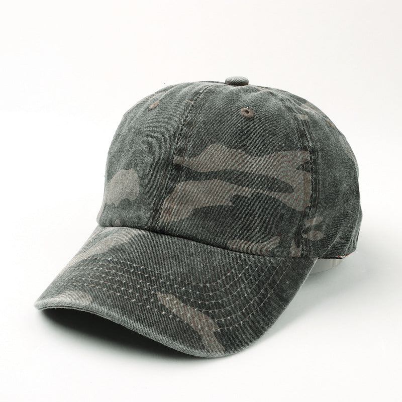 Wholesale Cotton Washed Hat Denim Camouflage Curved Brim Baseball Cap ACC-HT-LueLan016