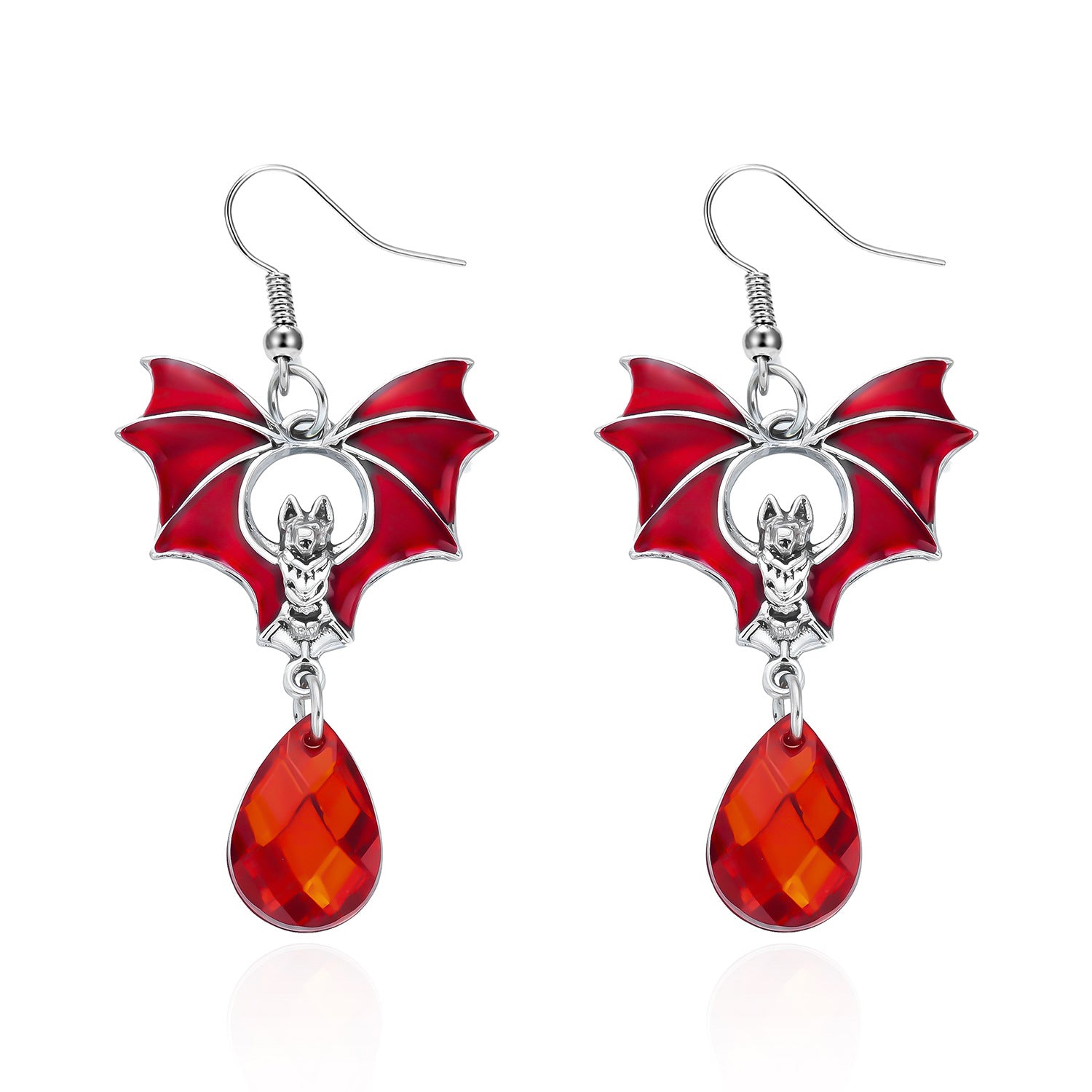 Wholesale Gothic Vampire Bat Earrings Red Black Crystal  Party Fashion Accessory
