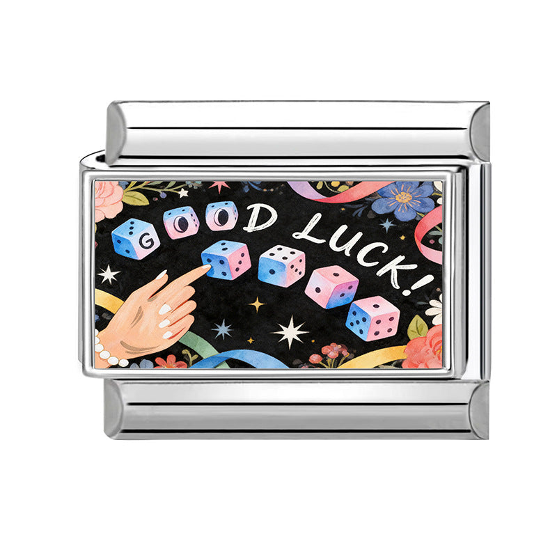Wholesale DIY Bracelet Charms Stainless Steel Letter Moon Painted Charm For Jewelry Making Fashion Accessory
