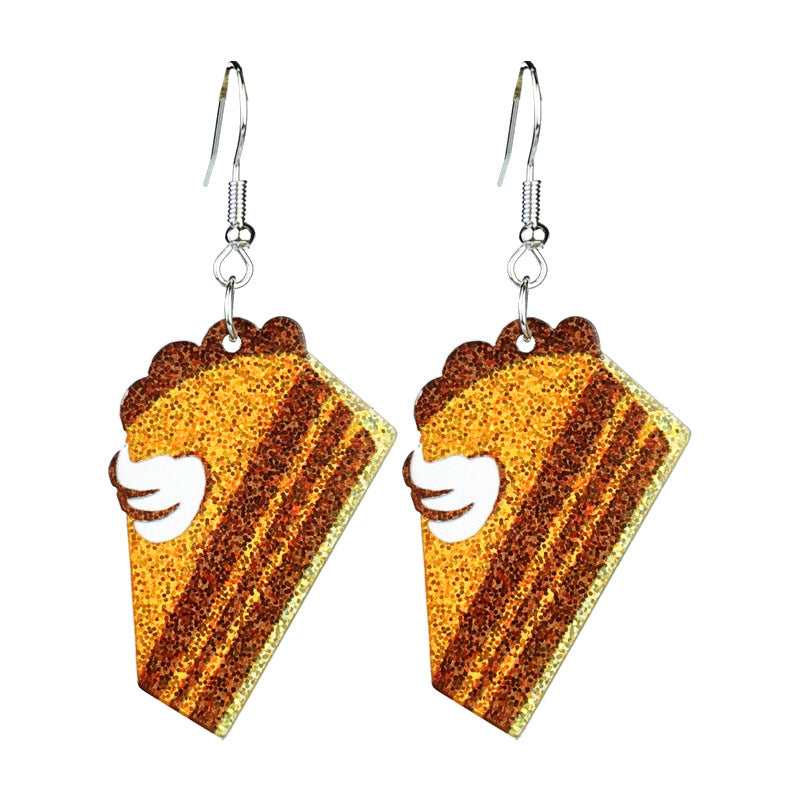 Wholesale 2 Pairs/pack Shiny Thanksgiving Day Turkey Pumpkin Pie Maple Leaf Coffee Sunflower Acrylic Earrings ACC-ES-HY149