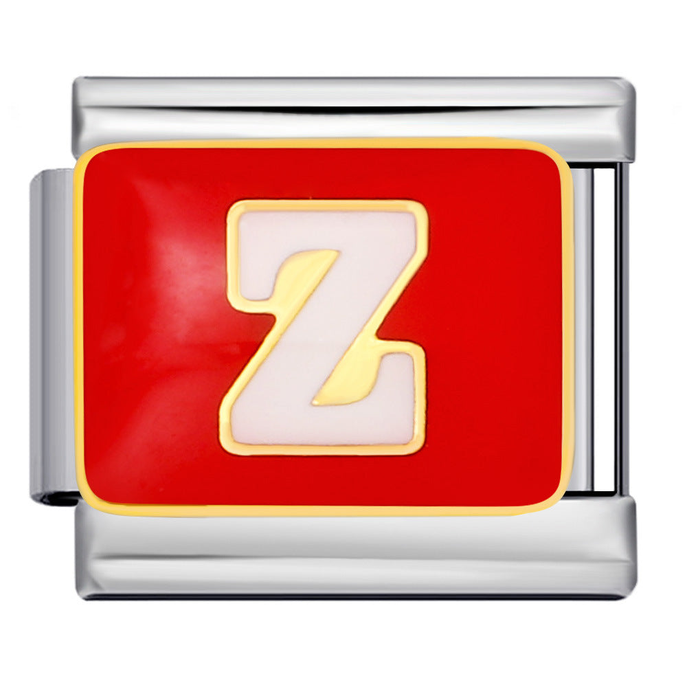 Wholesale Italian Charm Bracelet 9mm DIY Splicing Colored Letters Series Stainless Steel Composable Bracelet