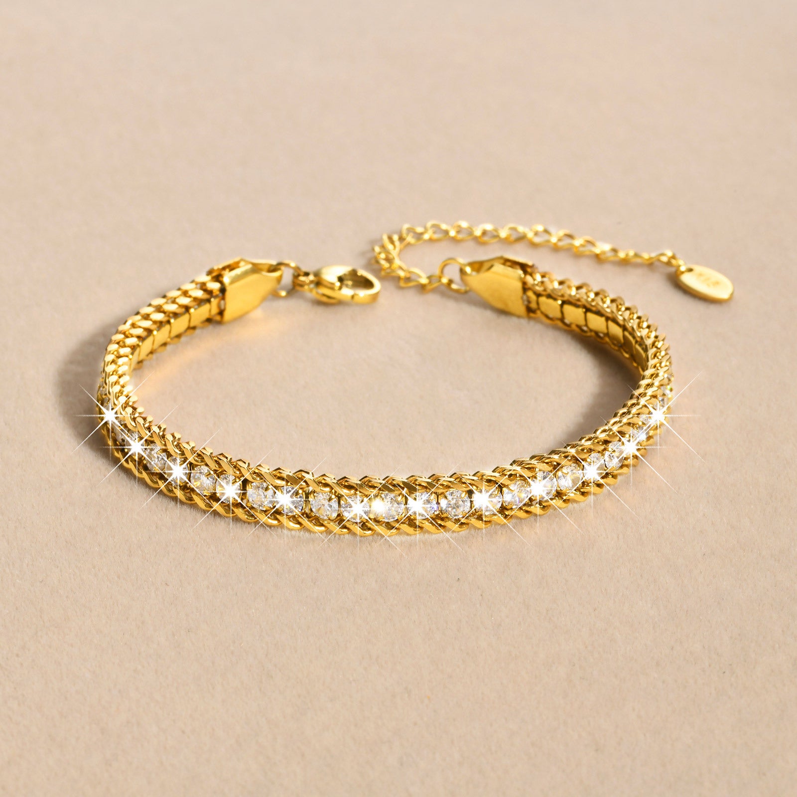 Wholesale Trendy Women S 3 Layer Stacking Bracelet Stainless Steel With White Zircon 18K Gold Tone Jewelry Accessory For Gift And Daily Wear