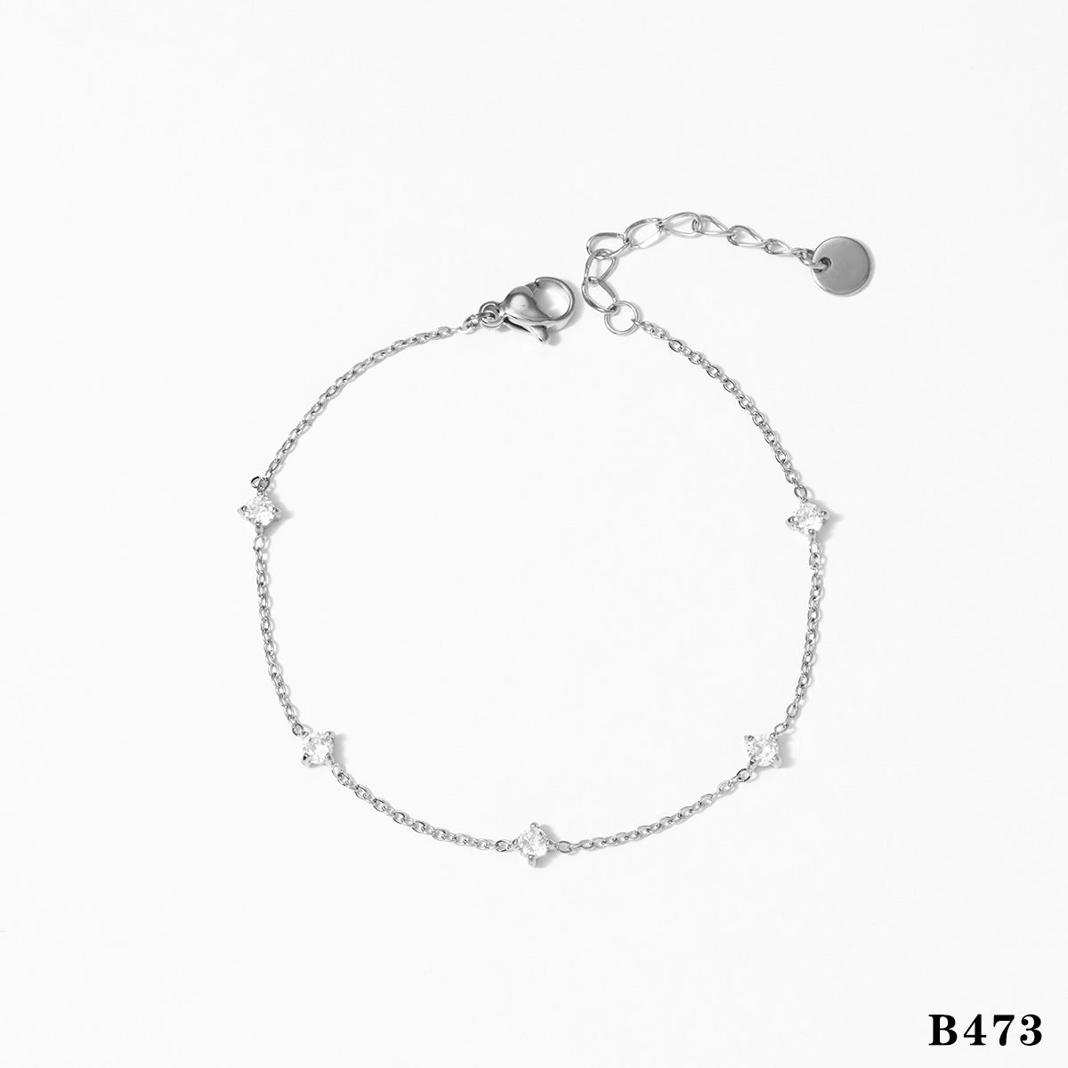 Wholesale Stainless steel zircon necklace bracelet anklet suit