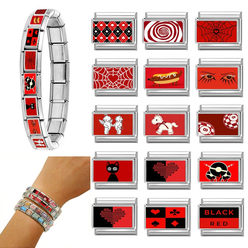 Wholesale DIY Modular Bracelet Eye Heart Charms Stainless Steel Electroplated Fashion Accessory Gift Idea