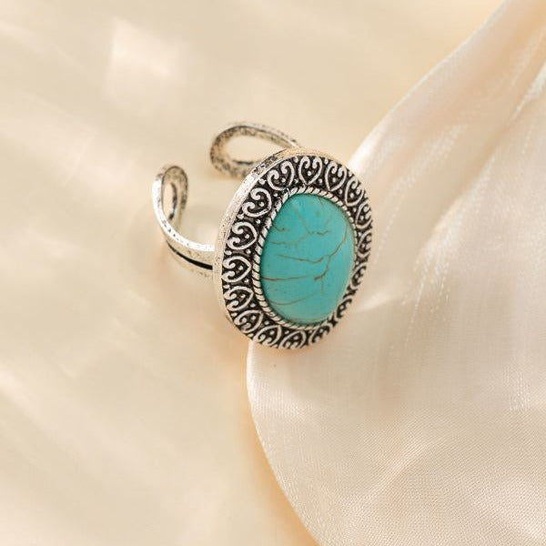 Wholesale Bohemian Vintage Turquoise Ring Adjustable Rings ACC-RS-Gaoz001