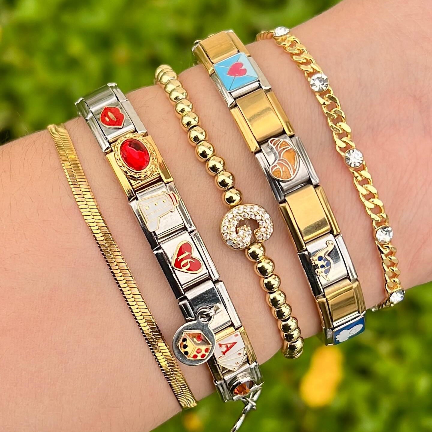 Wholesale Italian Beaded Bracelet 9mm DIY Splicing Removable Stainless Steel Combinable Bracelet