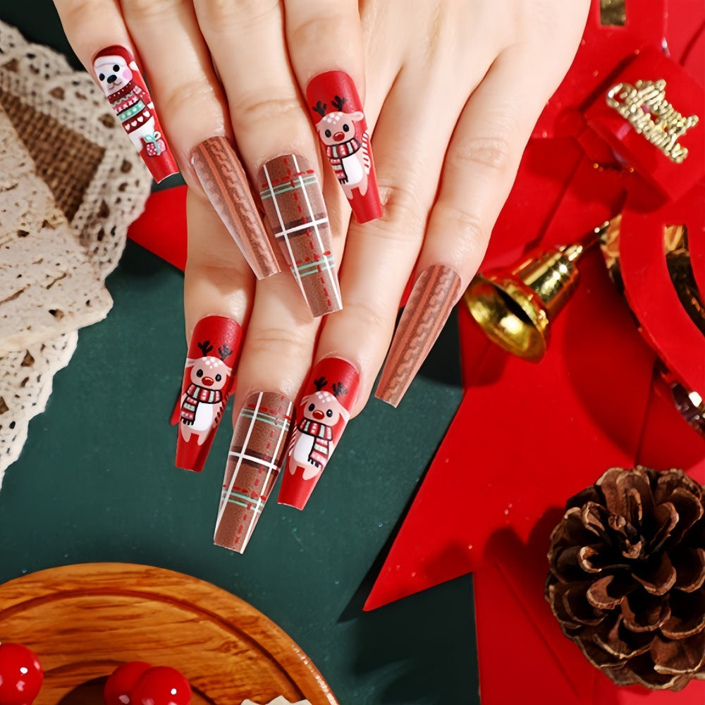 Wholesale 24 Pieces/ box Christmas Puppy Piglet Snowman Nail