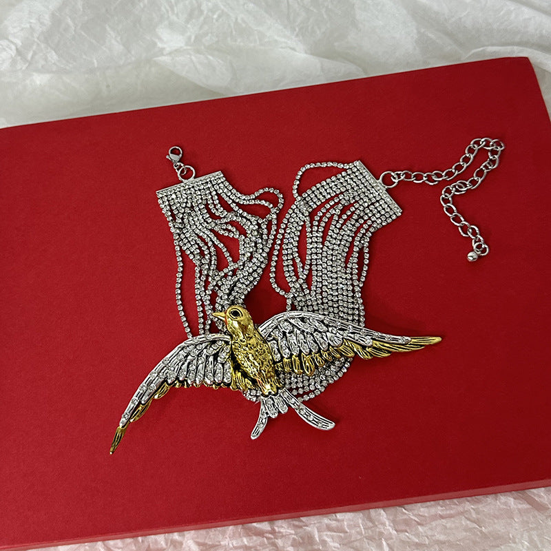 Wholesale multi-layer diamond chain flying bird swallow necklace