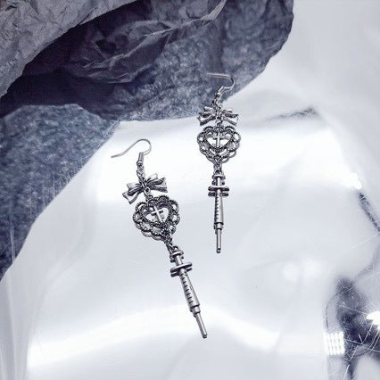 Wholesale Alloy Electroplated Gothic Baroque Heart Bow Earrings Jewelry Accessory for  Subculture