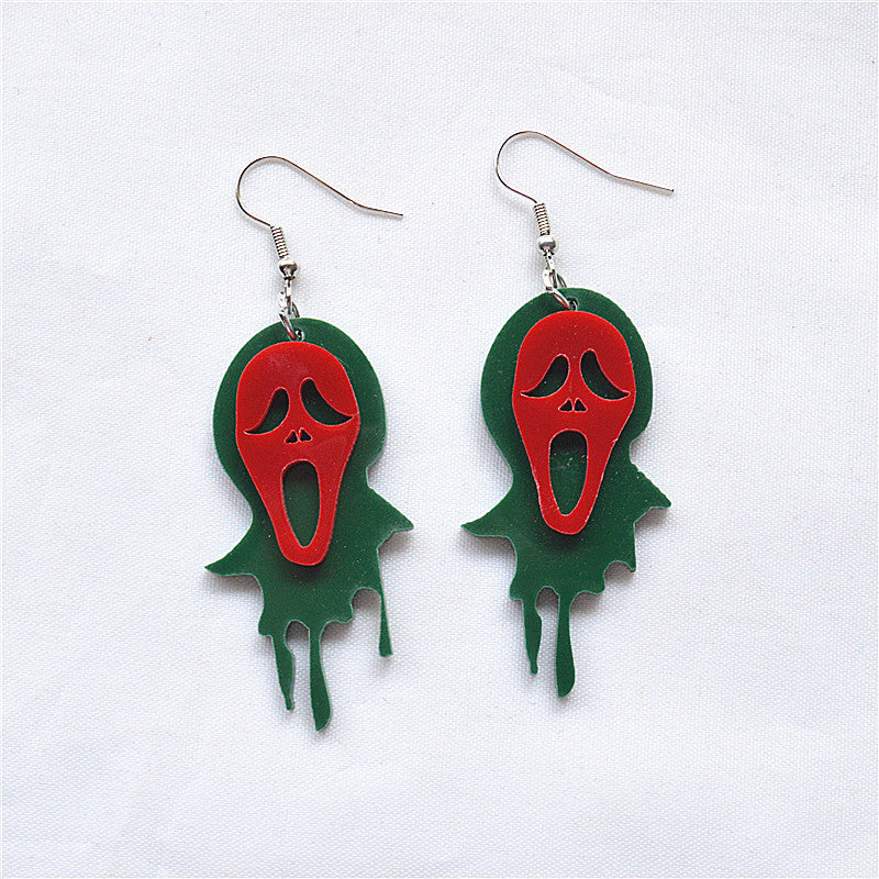 Wholesale Halloween Acrylic Cartoon Skull Ghost Earrings ACC-ES-XN032