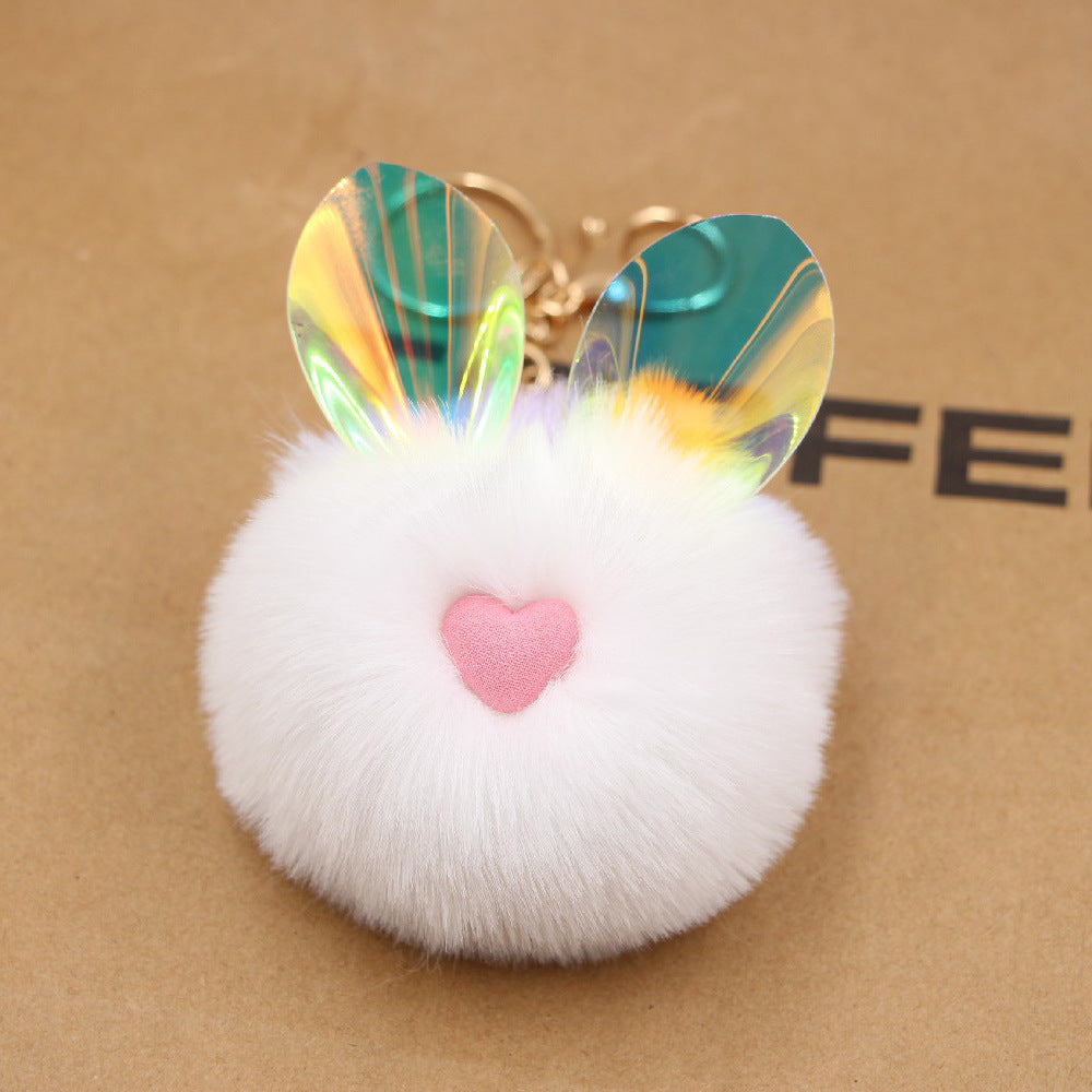 Wholesale Cute Color Changing Ears Rabbit Fur Ball Keychains ACC-KC-Zuge010