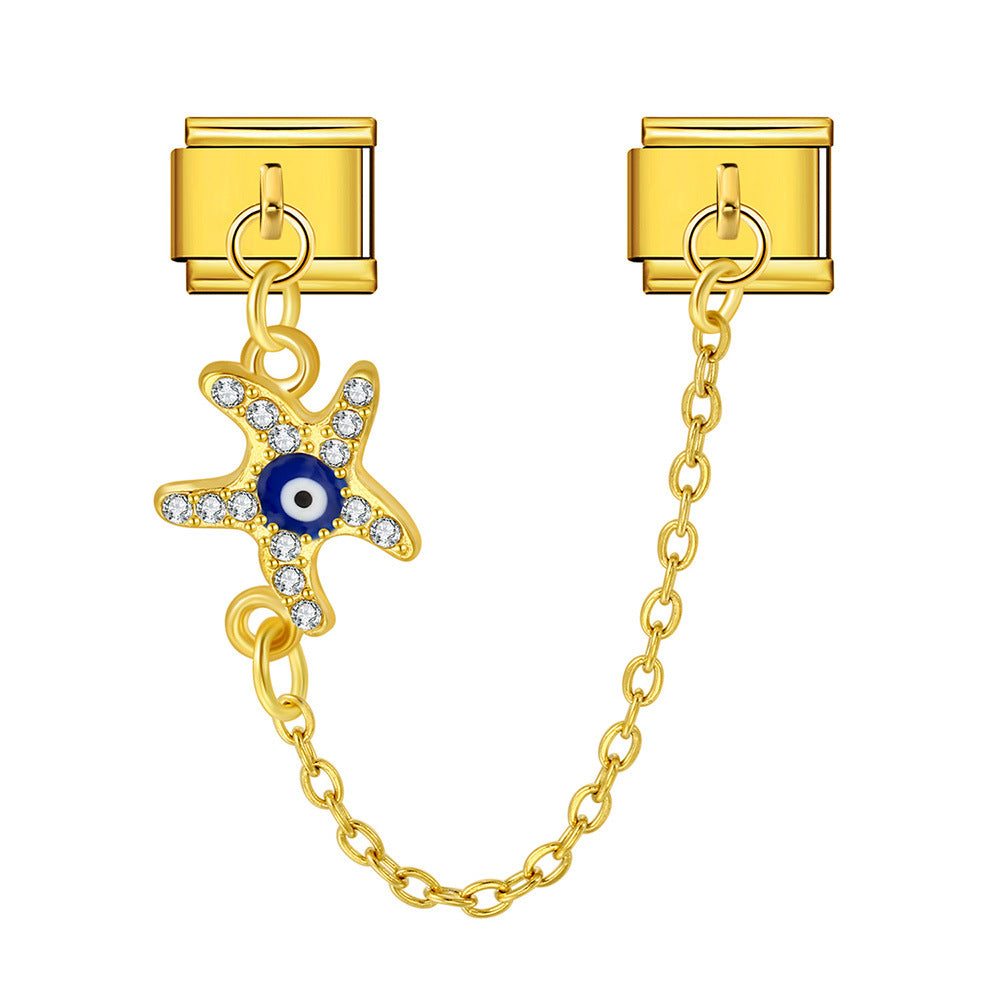 Wholesale  Italian Charm Bracelet 9mm DIY Devil' s Eye Hook Creative Stainless Steel Composable Bracelet