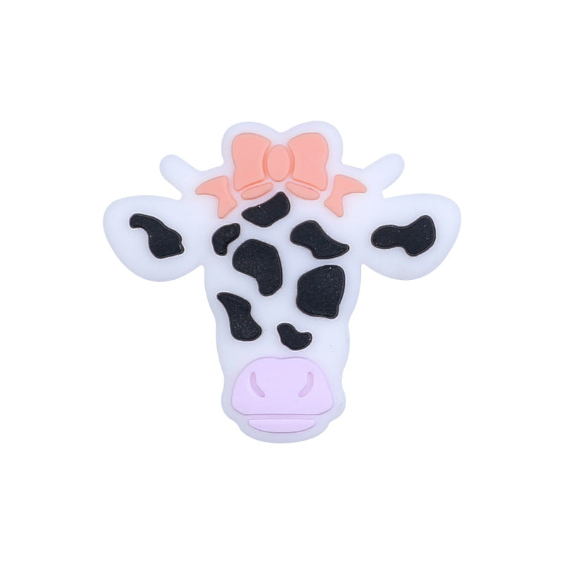 Wholesale 20pcs Cartoon Bull Head Silicone Focal Beads DIY Beaded Pen Accessories ACC-BDS-HeXing023