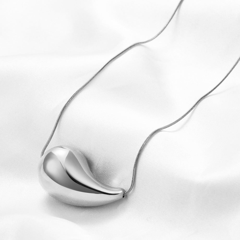 Wholesale Hollow Water Drop Comma Titanium Steel Necklace ACC-NE-ZhongJi003