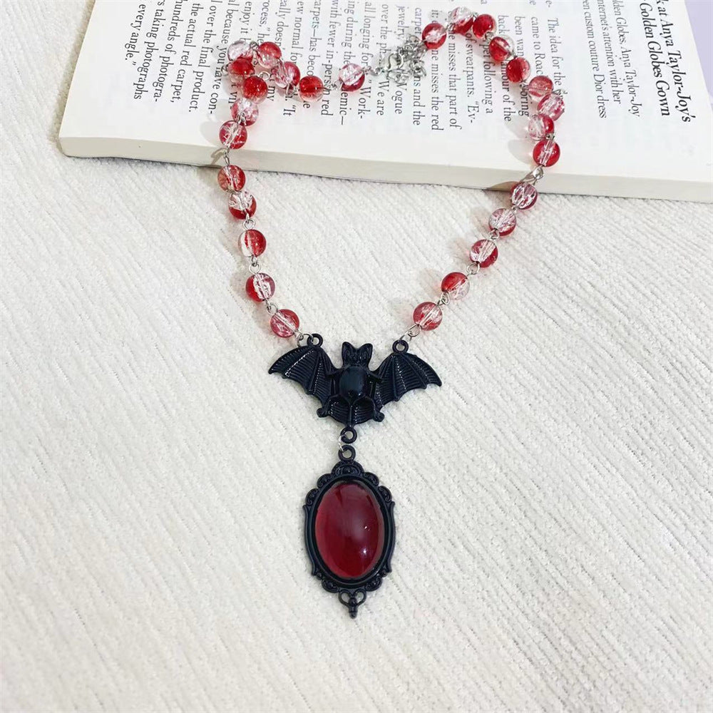Wholesale Gothic Vampire Bat Red Crystal Choker Necklace  Party Jewelry Accessory