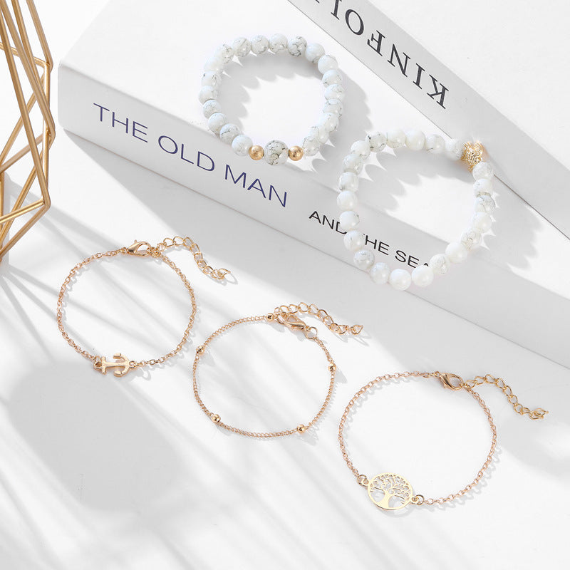 Wholesale Simple Geometric Love Anchor Beaded Turtle Bracelet