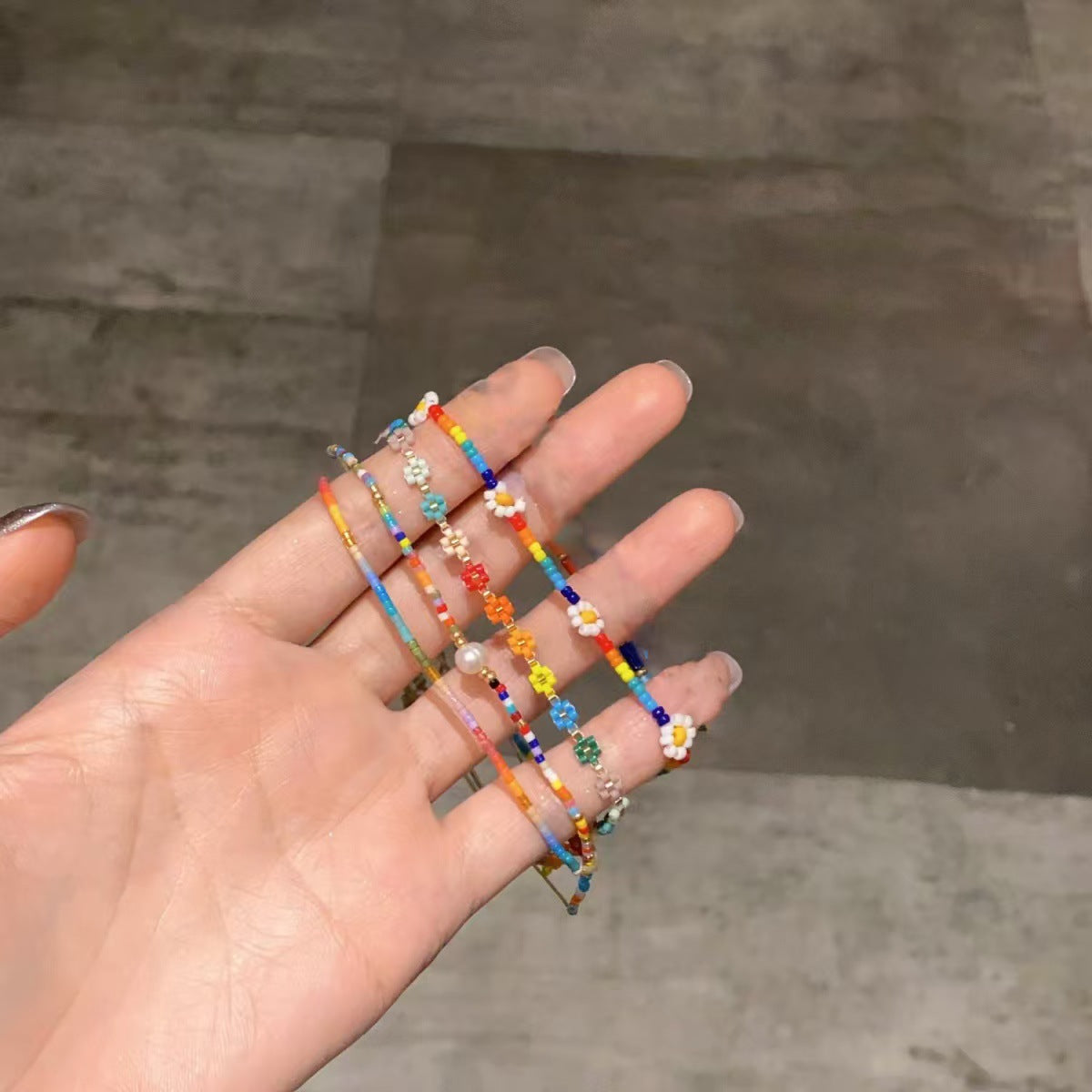 Wholesale Chic Rainbow Color Handmade Glass Beaded Bracelet For Women Fashion Jewelry Accessory Anniversary Gift And Resale