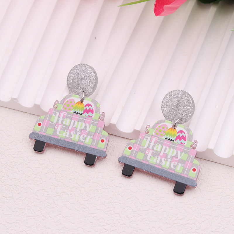 Wholesale Acrylic Easter Bunny Egg Earrings