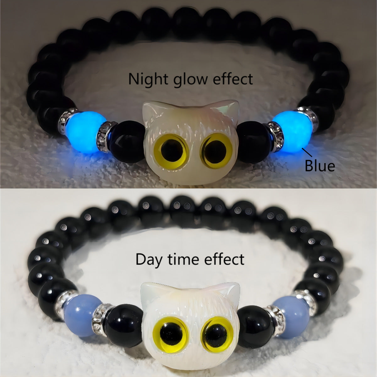Wholesale Luminous cute cat beaded bracelet