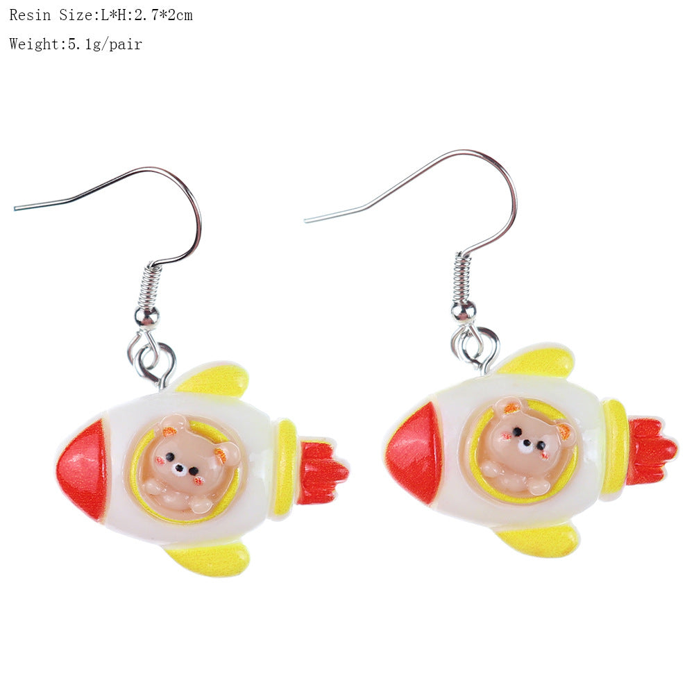 Wholesale  fun cartoon cute rocket bear star earrings