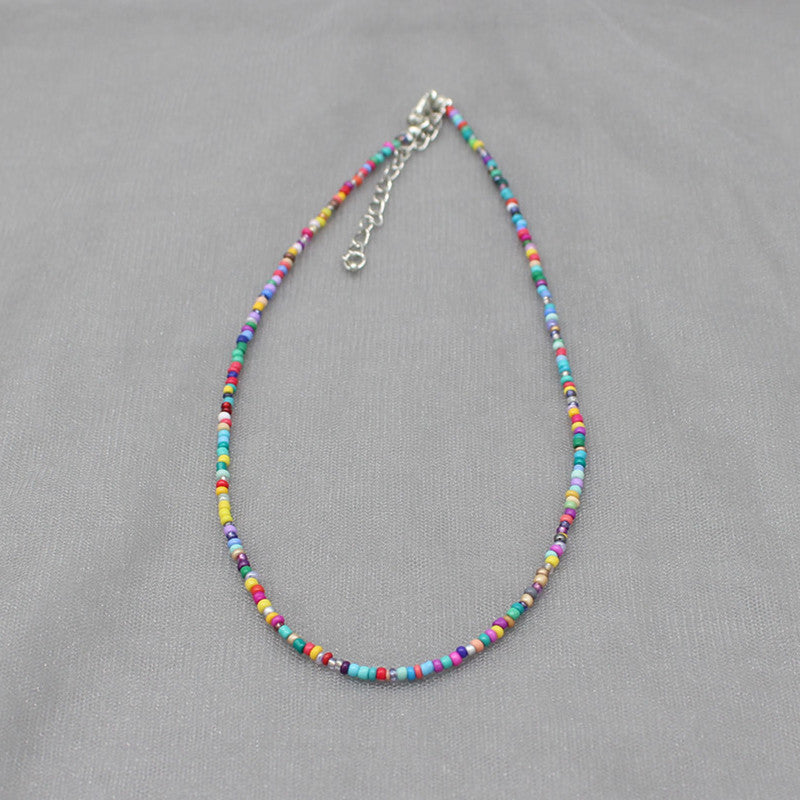 Wholesale  vintage colorful beaded rice beads necklace
