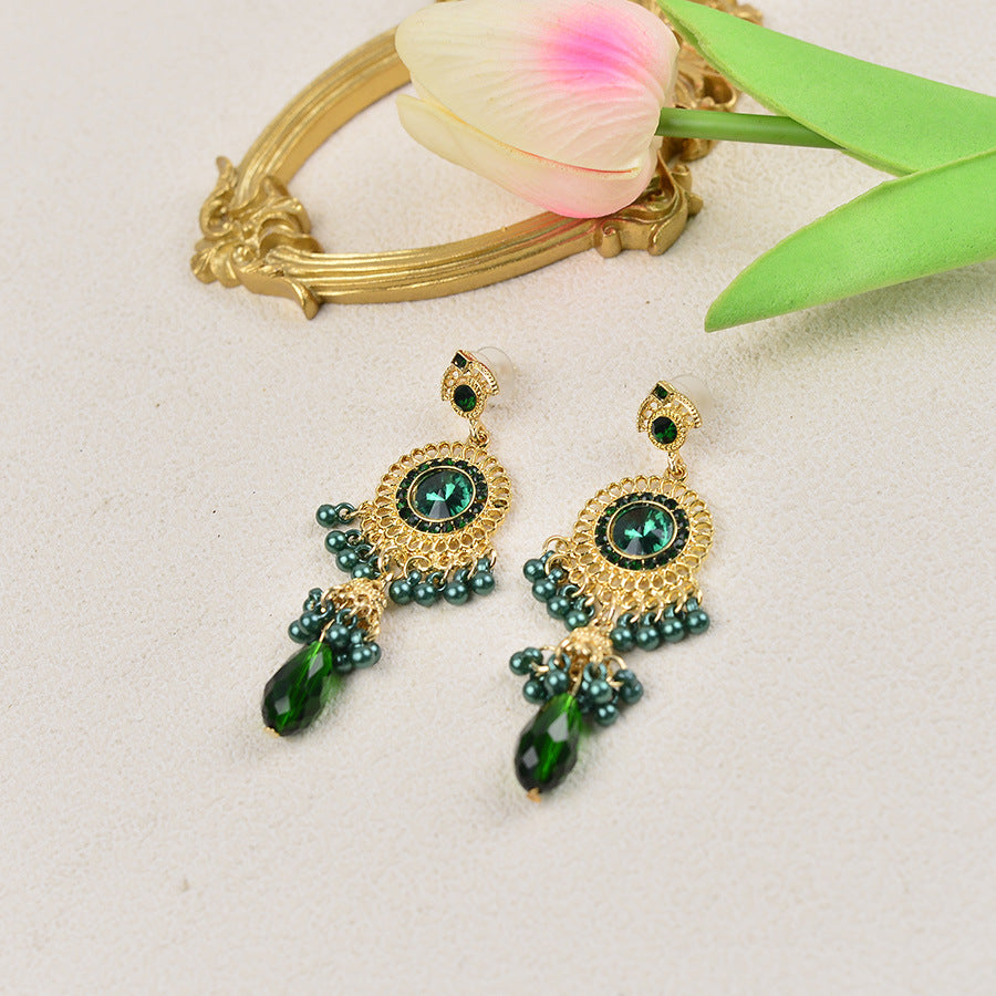 Wholesale gemstone bell tassel earrings